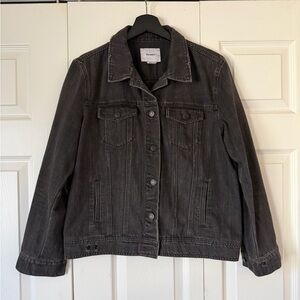 Old Navy Distressed Charcoal Denim Jacket